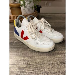 Veja V-10 Women's Leather White, Multicolor Low Top Sneakers Size 6